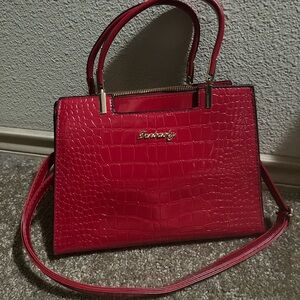 Luxury Red Crocodile-Embossed Handbag